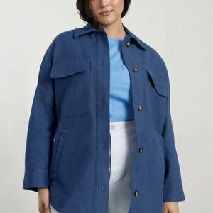 NWT Everlane Women's Oversized Shirt Jacket Shacket Long Sleeve Deep Blue Size M
